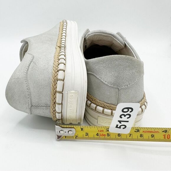 J/Slides NYC Kayla Leather Metallic Gray Slip-On Sneakers Whipstitch Detail 7 - Picture 12 of 12